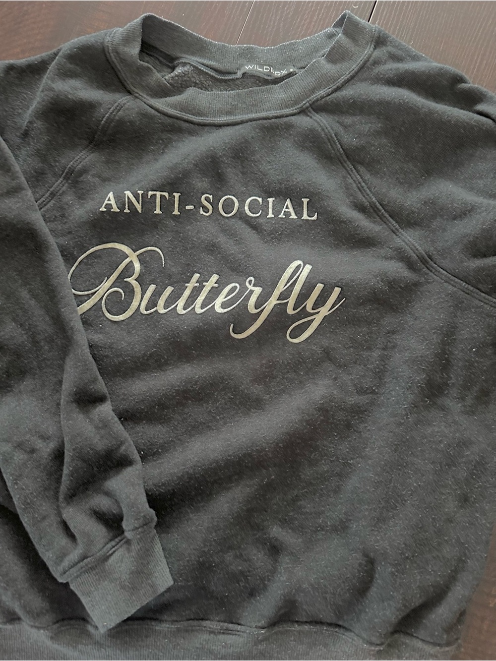 Wildfox Black 'Anti-Social Butterfly' Crewneck Sweatshirt